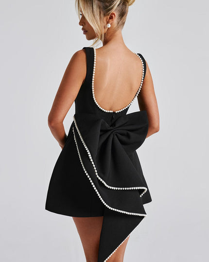 Women's Pearl Neckline A-Line Wedding Guest Mini Dress