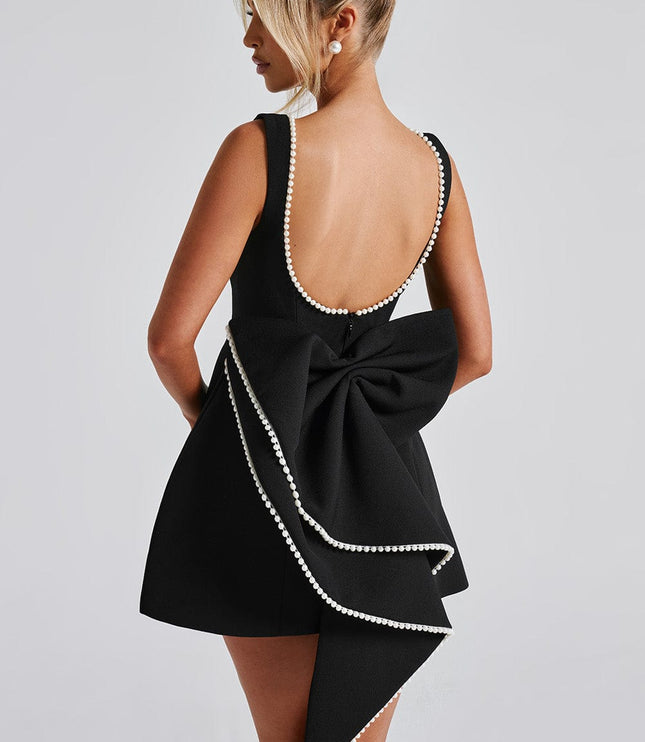 Women's Pearl Neckline A-Line Wedding Guest Mini Dress