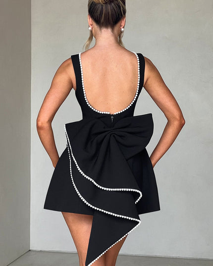 Women's Pearl Neckline A-Line Wedding Guest Mini Dress