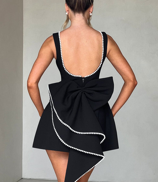 Women's Pearl Neckline A-Line Wedding Guest Mini Dress