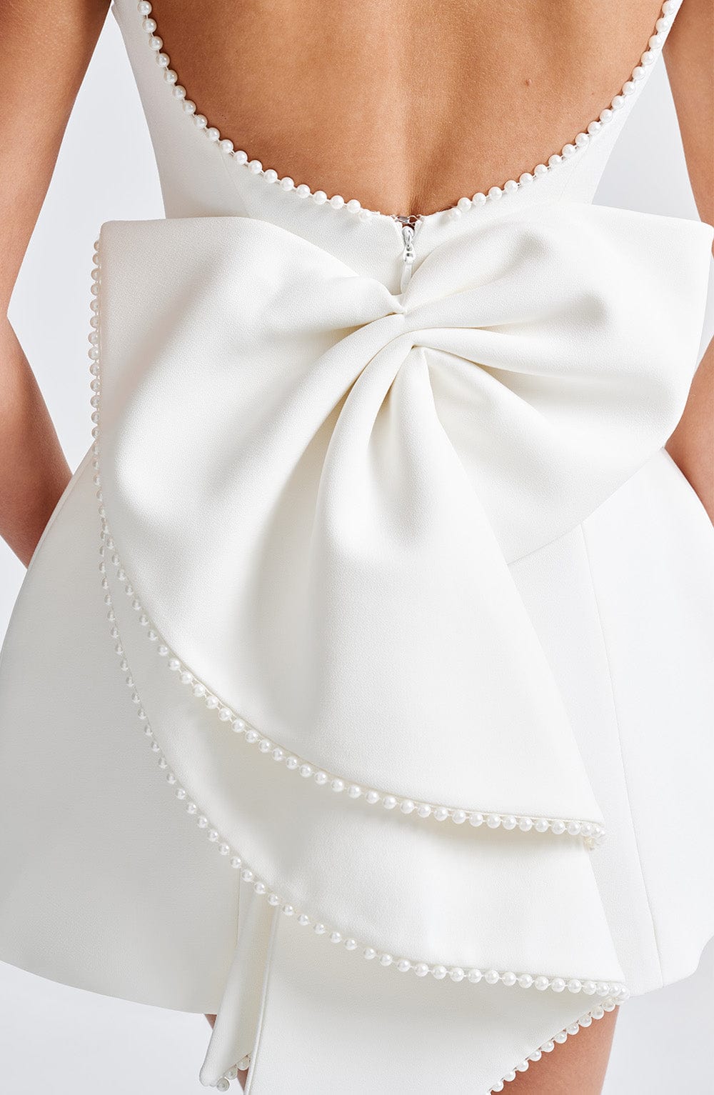 Women's Pearl Neckline A-Line Wedding Guest Mini Dress