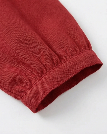 Women's Peter Pan Collar Button-Up Puff Sleeve Blouse