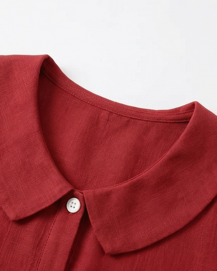 Women's Peter Pan Collar Button-Up Puff Sleeve Blouse