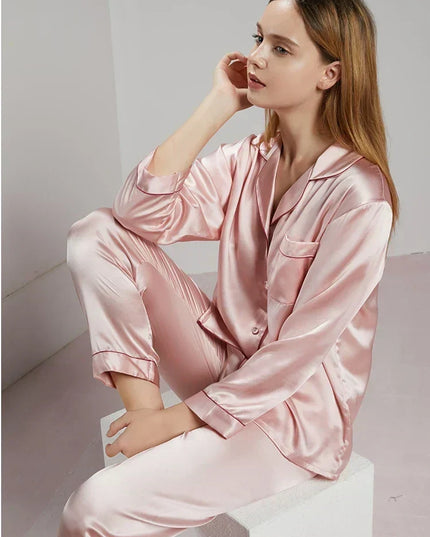 Women's Piped Satin Two-Piece Pajamas