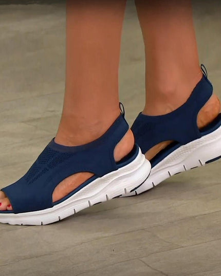 Women's Platform Sandals in a Stretch Knit with Side Cutouts