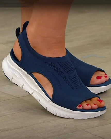 Women's Platform Sandals in a Stretch Knit with Side Cutouts