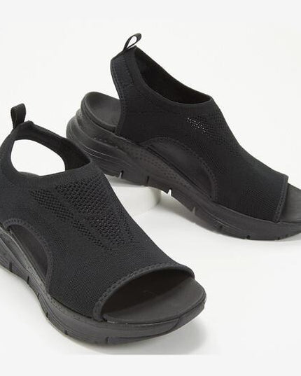Women's Platform Sandals in a Stretch Knit with Side Cutouts
