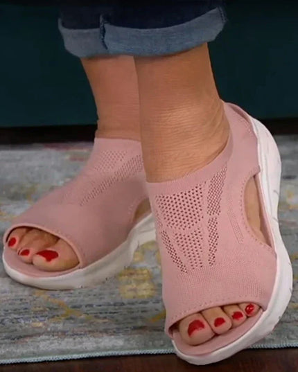 Women's Platform Sandals in a Stretch Knit with Side Cutouts