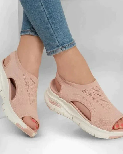 Women's Platform Sandals in a Stretch Knit with Side Cutouts