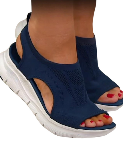 Women's Platform Sandals in a Stretch Knit with Side Cutouts