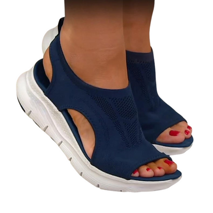 Women's Platform Sandals in a Stretch Knit with Side Cutouts