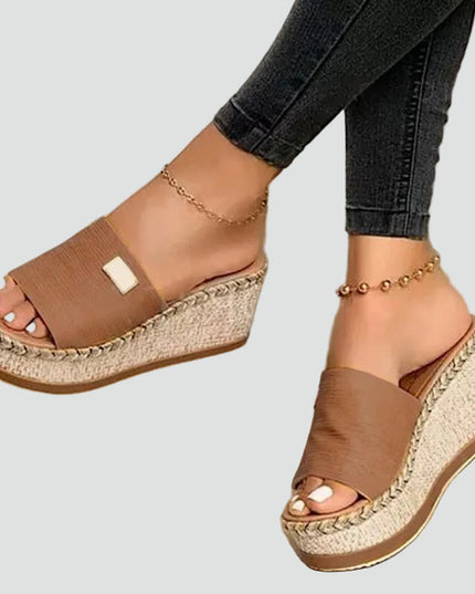 Women's Platform Sandals with a Woven Espadrille Wedge