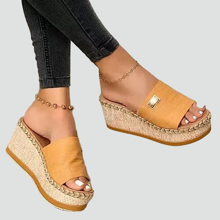 Women's Platform Sandals with a Woven Espadrille Wedge