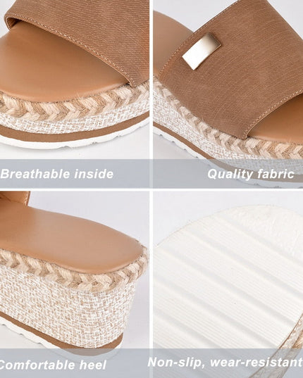 Women's Platform Sandals with a Woven Espadrille Wedge