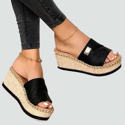 Women's Platform Sandals with a Woven Espadrille Wedge