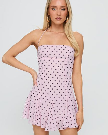 Women's Polka Dot Flowy Wedding Guest Mini Dress
