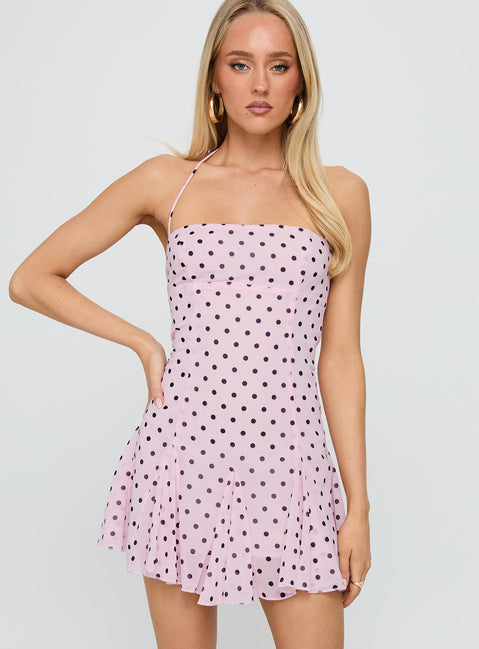 Women's Polka Dot Flowy Wedding Guest Mini Dress