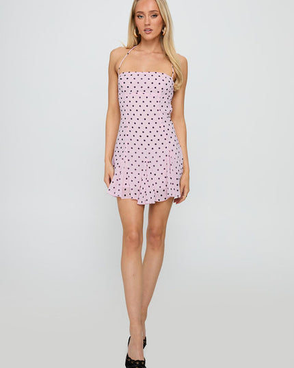 Women's Polka Dot Flowy Wedding Guest Mini Dress
