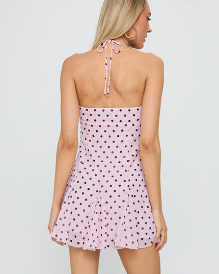 Women's Polka Dot Flowy Wedding Guest Mini Dress