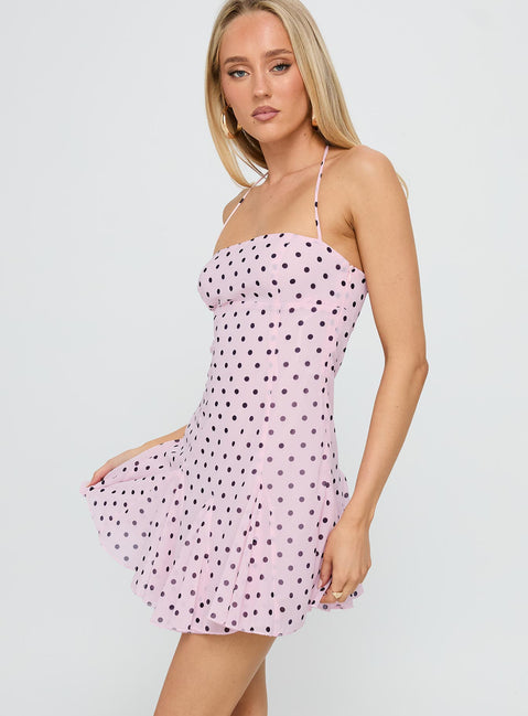 Women's Polka Dot Flowy Wedding Guest Mini Dress