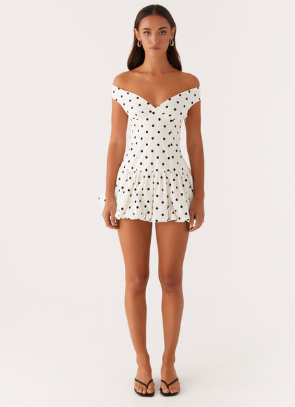 Women's Polka Dot Off Shoulder Wedding Guest Mini Dress