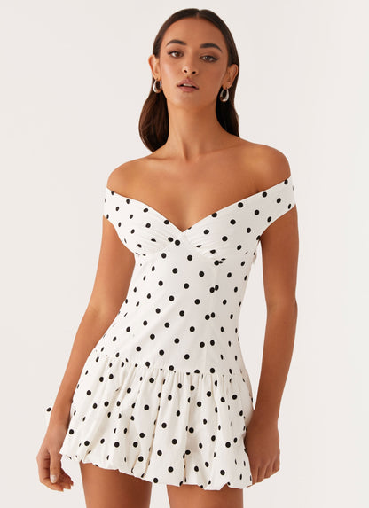 Women's Polka Dot Off Shoulder Wedding Guest Mini Dress