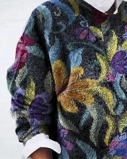 Women's Printed Crewneck Sweater in a Floral Design
