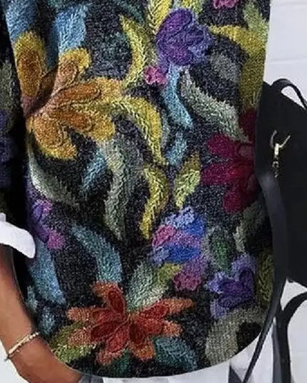 Women's Printed Crewneck Sweater in a Floral Design