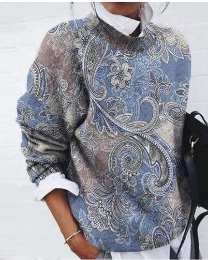 Women's Printed Crewneck Sweater in a Floral Design