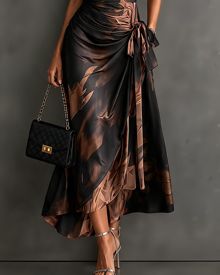 Women's Printed Wrap Dress with a Collared V-Neck
