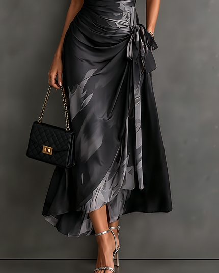 Women's Printed Wrap Dress with a Collared V-Neck