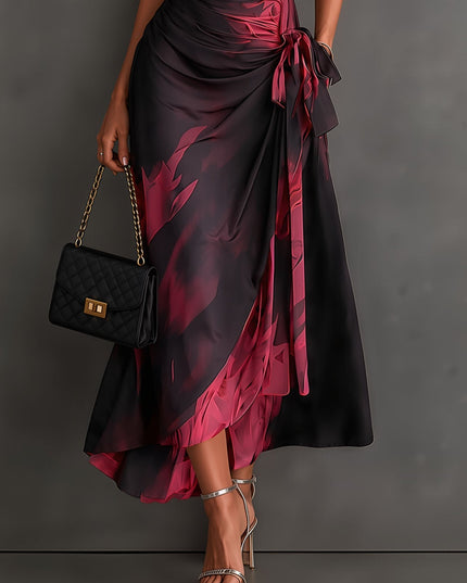 Women's Printed Wrap Dress with a Collared V-Neck