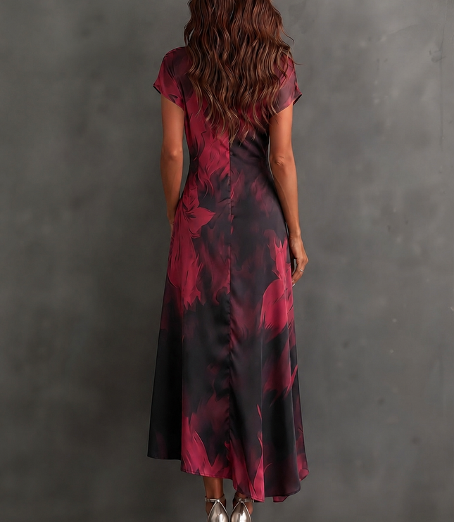 Women's Printed Wrap Dress with a Collared V-Neck