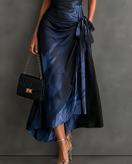 Women's Printed Wrap Dress with a Collared V-Neck