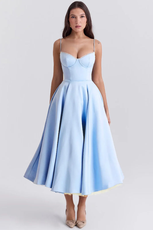Women Prom Bustier Lace Trim with Pockets Midi Dress - product image 1