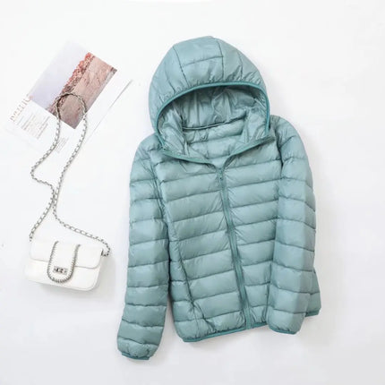 Women's Puffer Jacket with a Hood in Lightweight Down