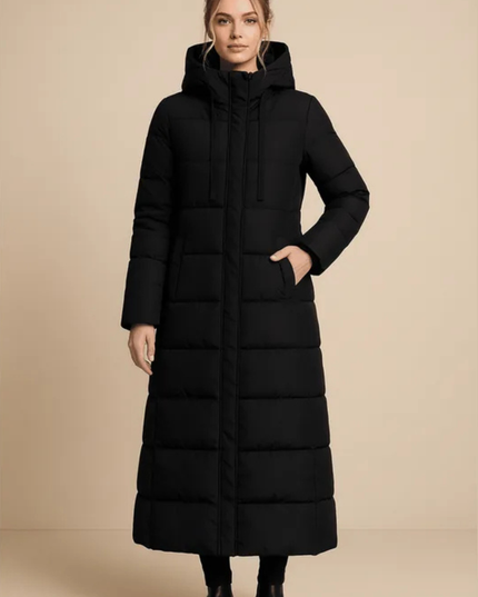 Women's Quilted Hooded Longline Winter Puffer Coat
