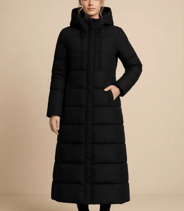 Women's Quilted Hooded Longline Winter Puffer Coat