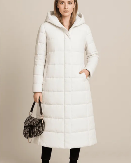 Women's Quilted Hooded Longline Winter Puffer Coat