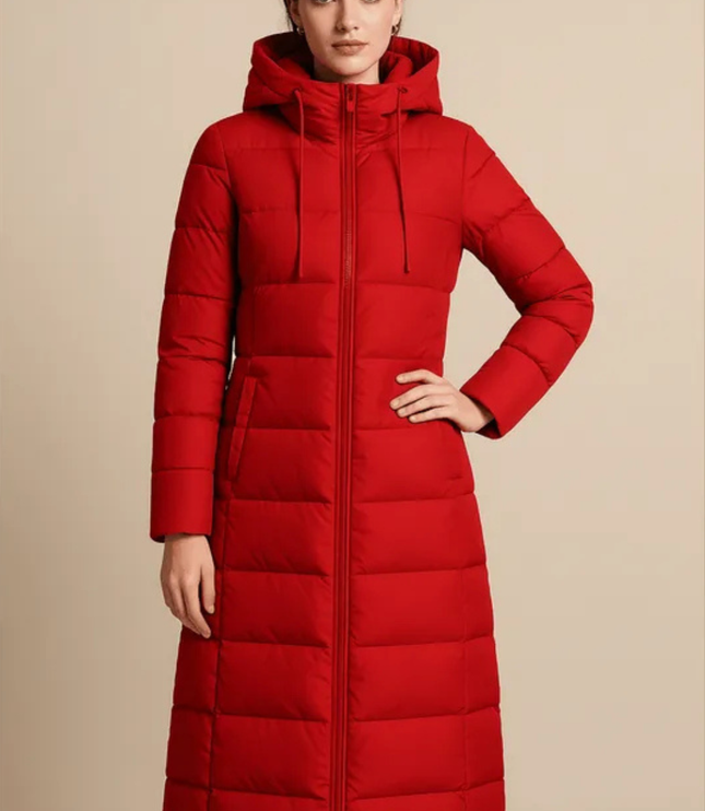 Women's Quilted Hooded Longline Winter Puffer Coat