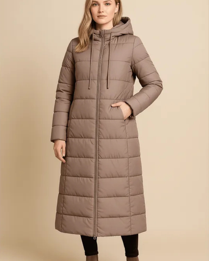 Women's Quilted Hooded Longline Winter Puffer Coat