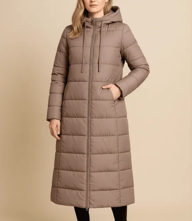 Women's Quilted Hooded Longline Winter Puffer Coat