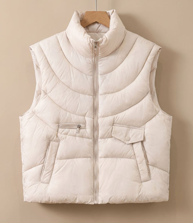 Women's Quilted Stand Collar Sleeveless Puffer Vest