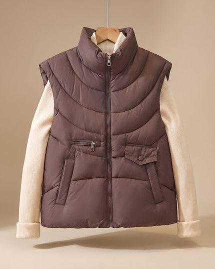 Women's Quilted Stand Collar Sleeveless Puffer Vest
