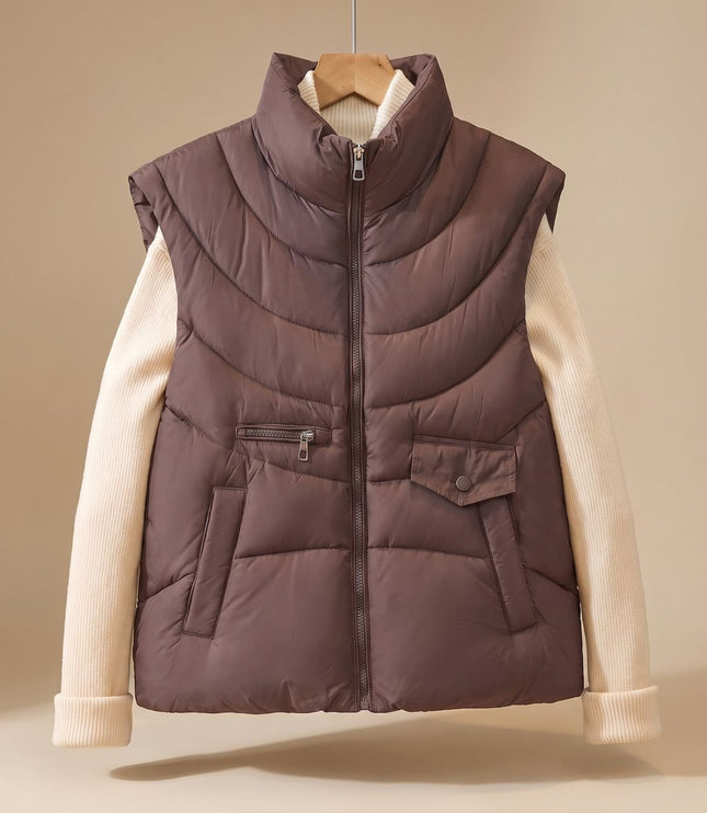 Women's Quilted Stand Collar Sleeveless Puffer Vest