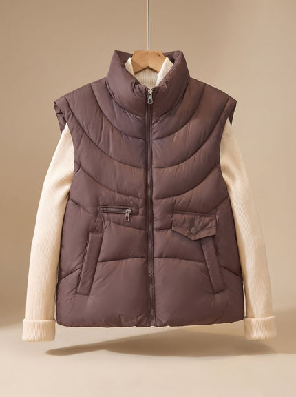 Women's Quilted Stand Collar Sleeveless Puffer Vest