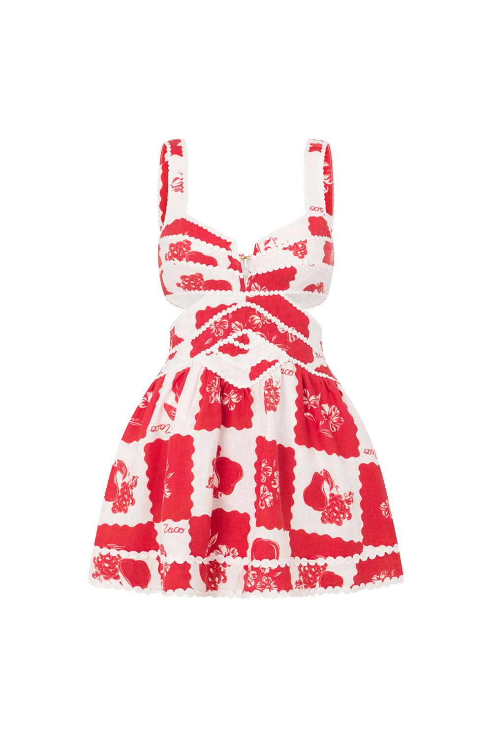 Women's Red Floral Cut Out Wedding Guest Mini Dress