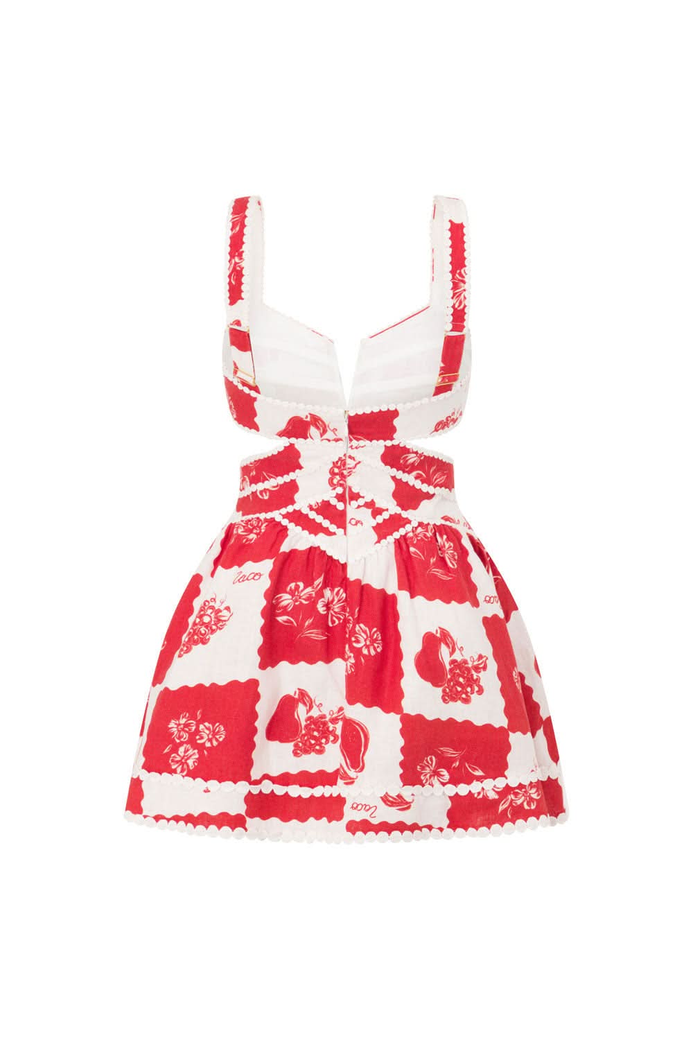 Women's Red Floral Cut Out Wedding Guest Mini Dress