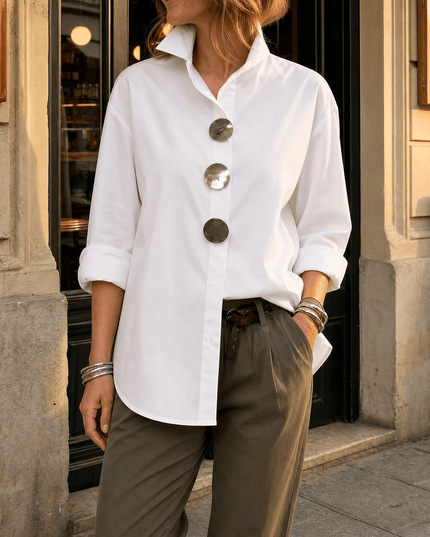 Women's Relaxed Fit Oversized Button-Down Blouse