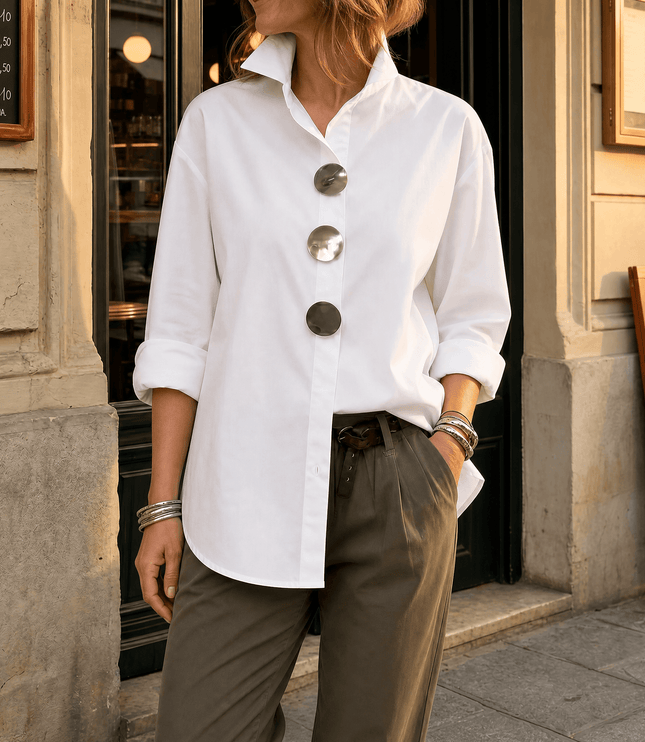 Women's Relaxed Fit Oversized Button-Down Blouse